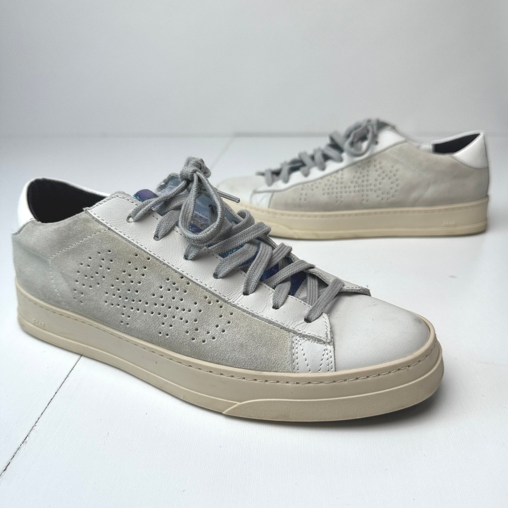 P448 John Low Top Sneakers W9 White Leather Iridescent Made in Italy